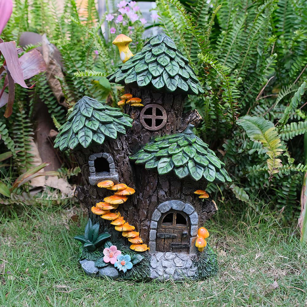 Trinx Solar Garden Outdoor Tree house Statues Waterproof Lawn